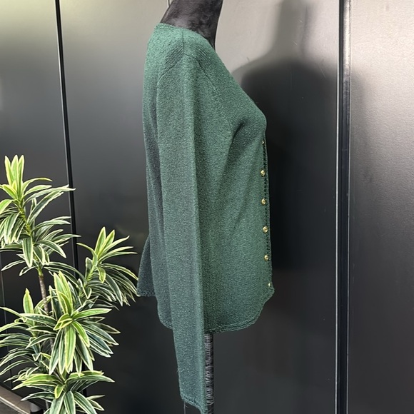 Sag Harbor Textured Knit button down cardigan, V-neck, gold floral buttons - Picture 5 of 11